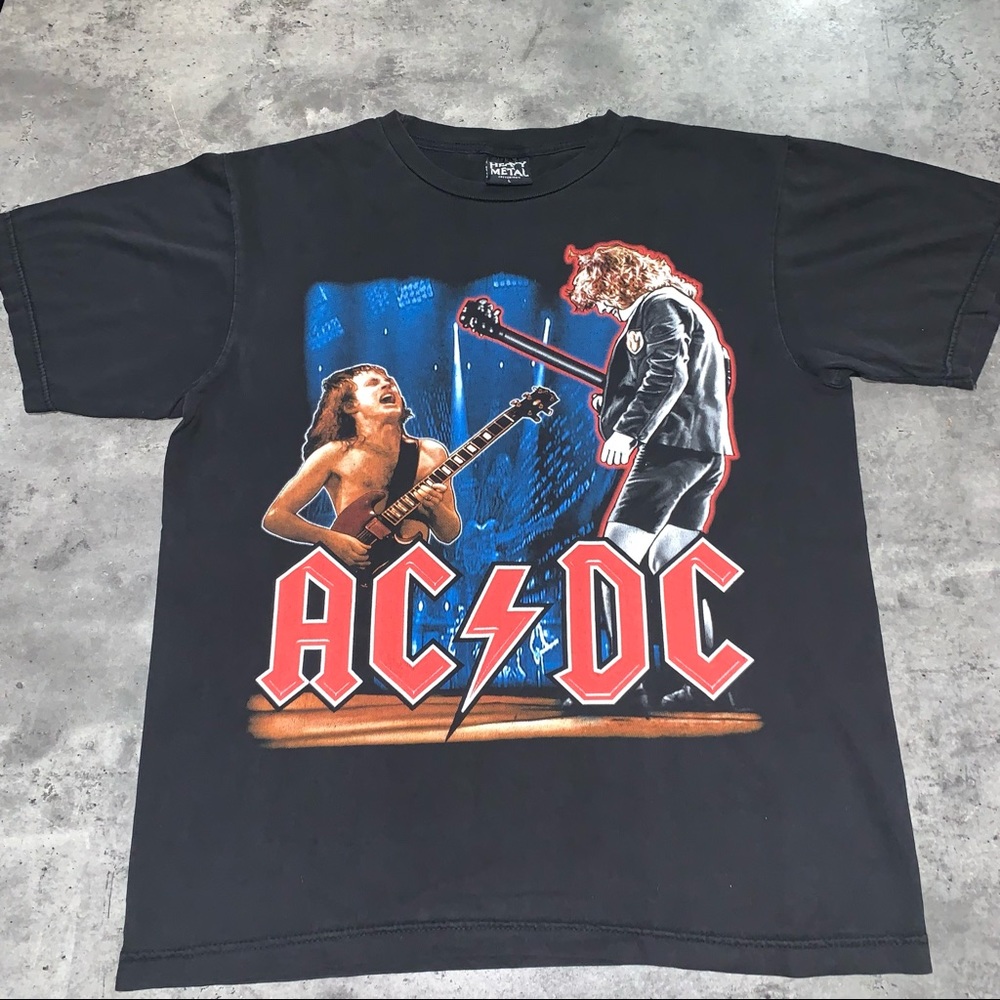 Vintage AC/DC rock band shirt front and back graphic heavy metal tag size large